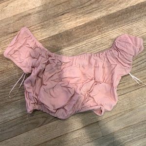 NWT Baby Pink Off The Shoulder Crop Top